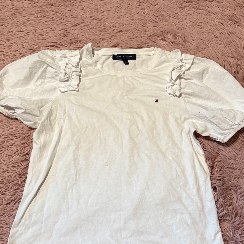 Tommy Hilfiger Ivory Ruffle Sleeve Blouse